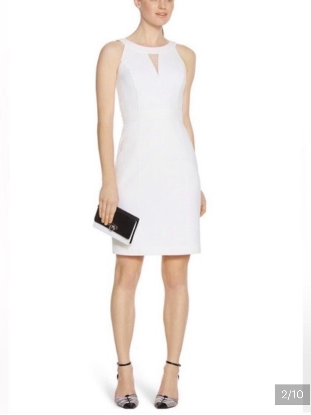White House Black Market White Sleeveless Midi Sheath Dress Size 14 Never Worn